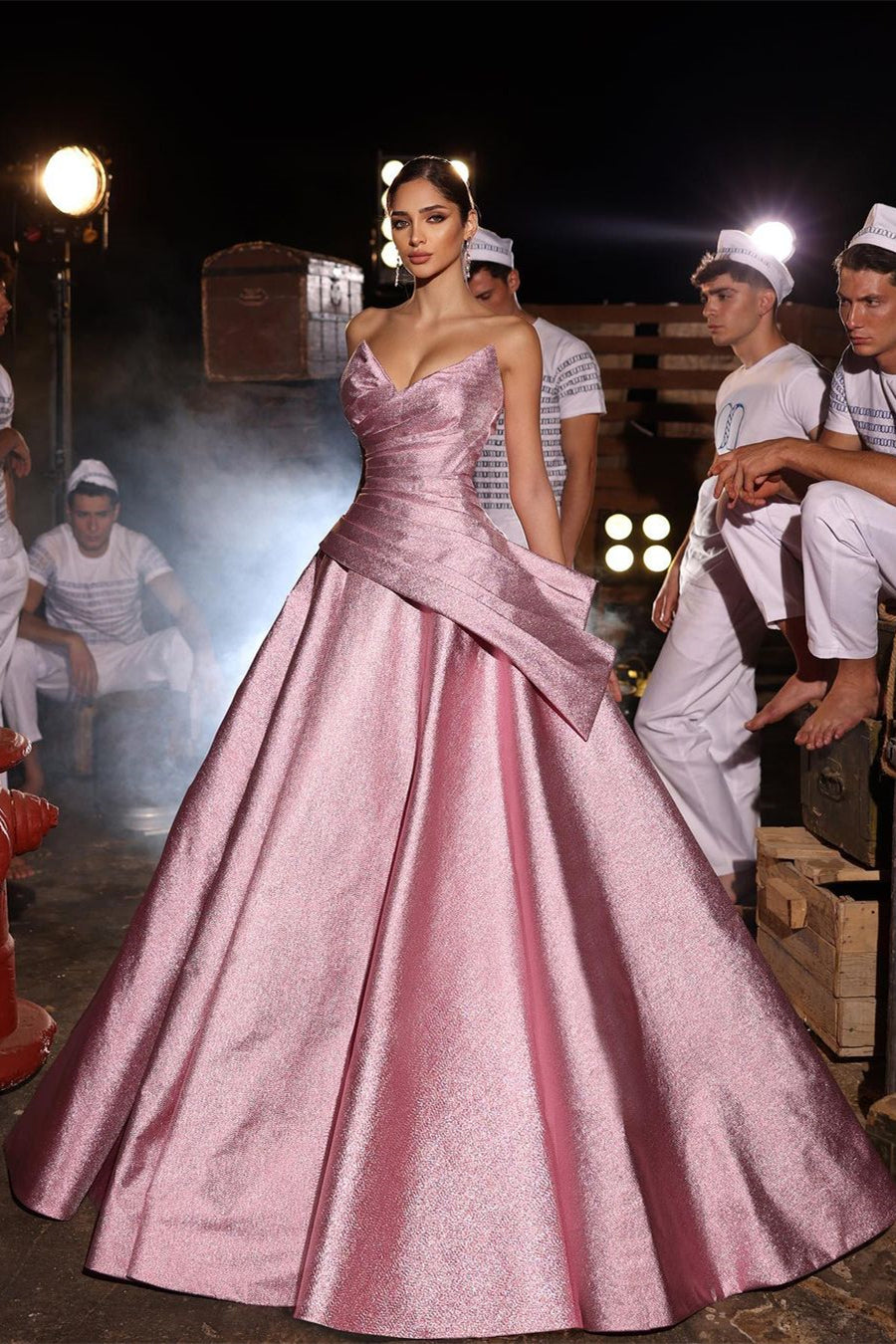 Amazing Pink A-Line V-Neck Glittering Sleeveless Prom Dress