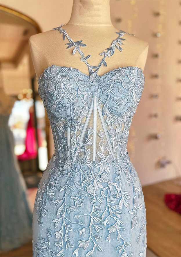 Amazing Trumpet/Mermaid Prom Dress/Evening Dress with Beaded Appliques and Scalloped Neckline