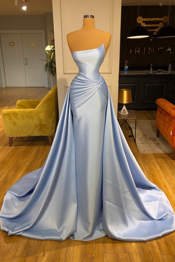 Baby Blue Evening Dress Overskirt Long Mermaid