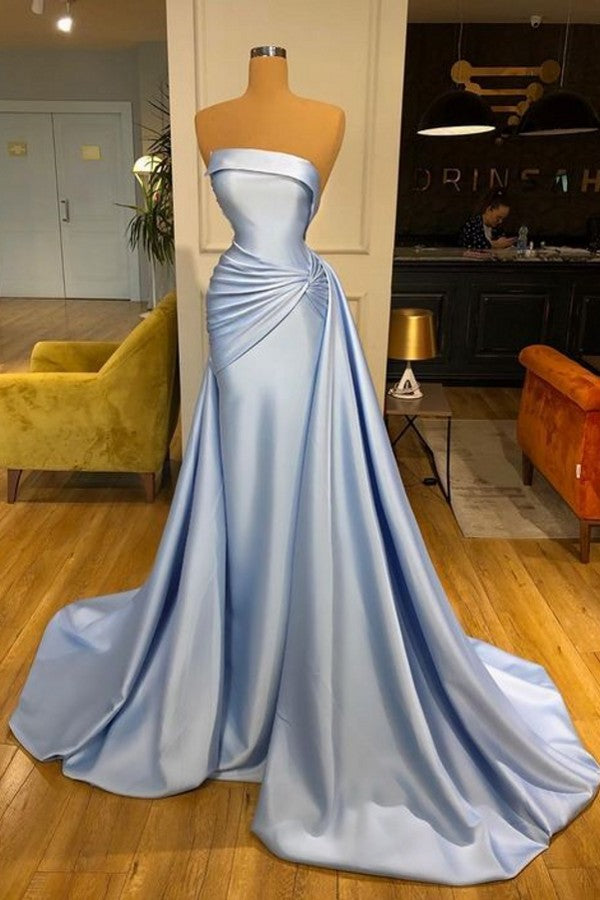 Baby Blue Overskirt Evening Dress Mermaid Long