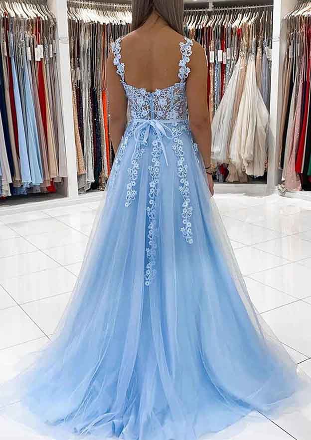 Ball Gown Princess Sweetheart Tulle Prom Dress/Evening Dress with Appliqued Laced