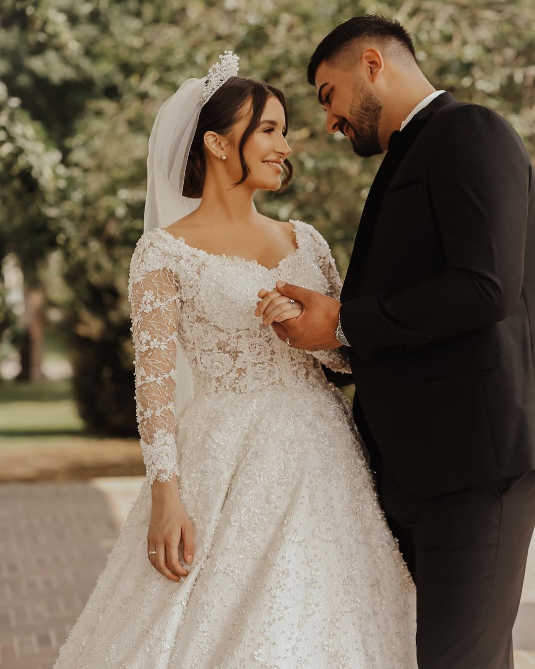 Ball Gown Wedding Dress Long Sleeves With Lace Appliques