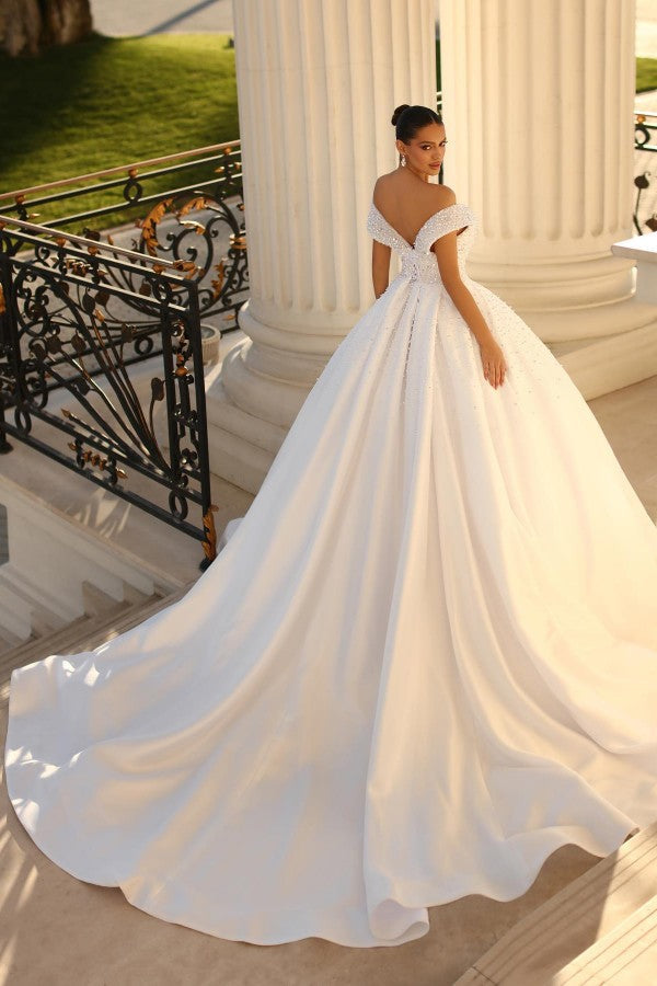 Ball Gown Wedding Dress Satin Off-the-Shoulder