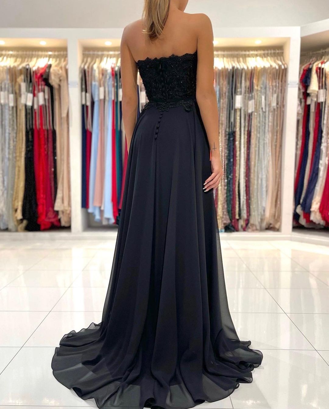 Black Sweetheart Long Prom Dress With Split