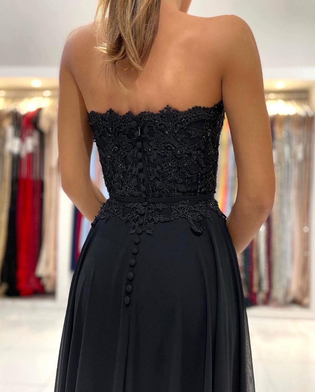 Black Sweetheart Long Prom Dress With Split