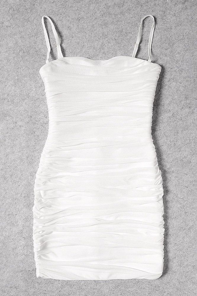 Cassie Bodycon Wrap Mini Dress - Pearl White