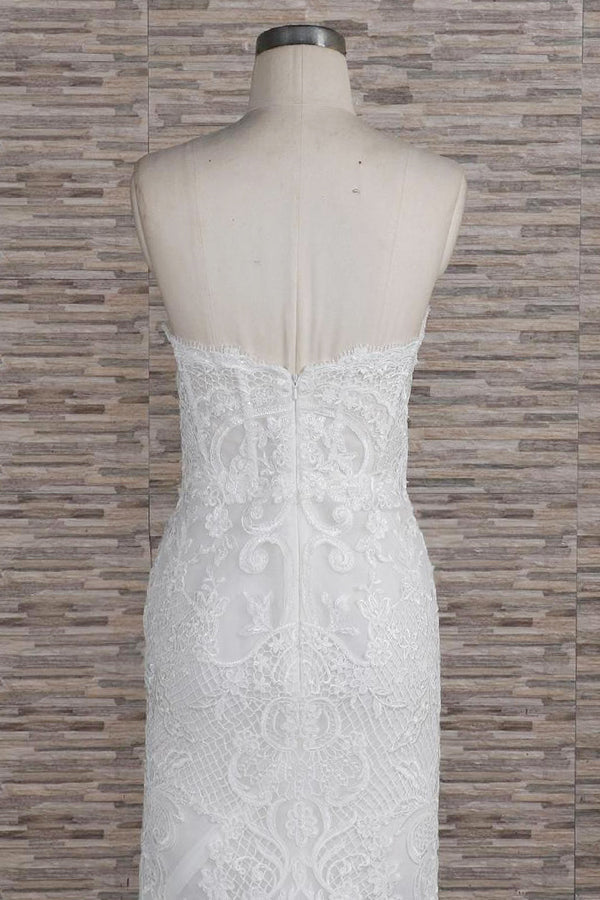 Chic Sweetheart Mermaid Lace Wedding Dresses White Sleeveless Bridal Gowns With Appliques On Sale