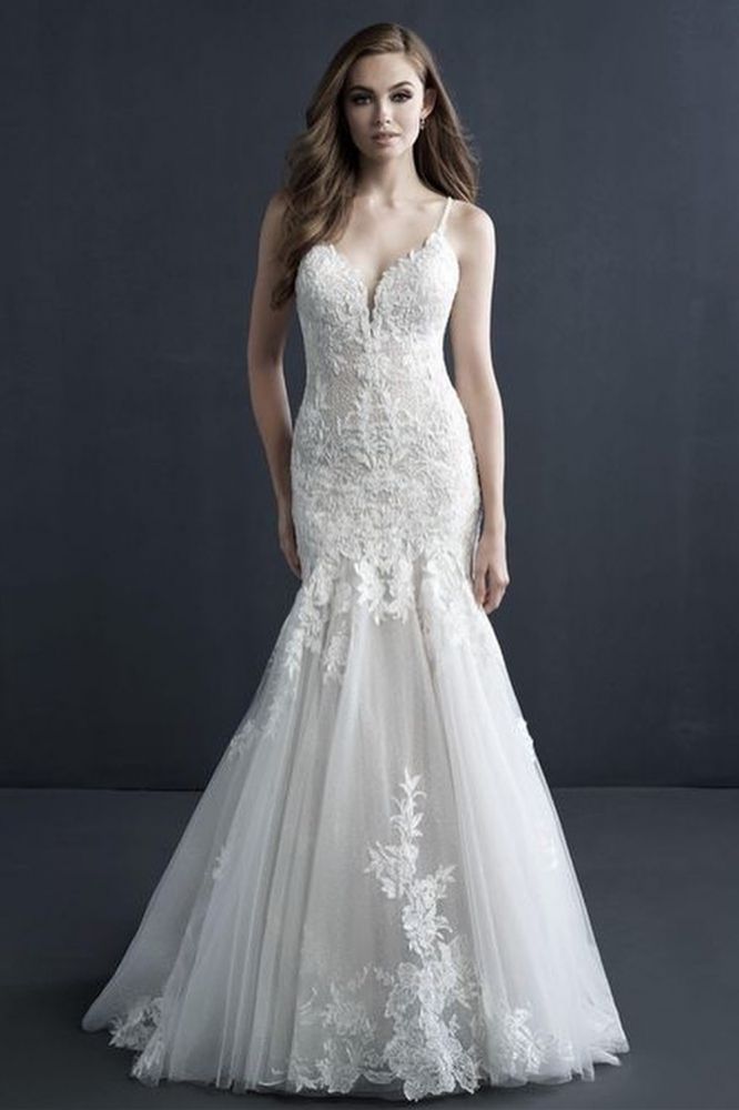 Classic Sleeveless White Lace Mermaid Wedding Gown Sweetheart Tulle Appliques Bridal Dress