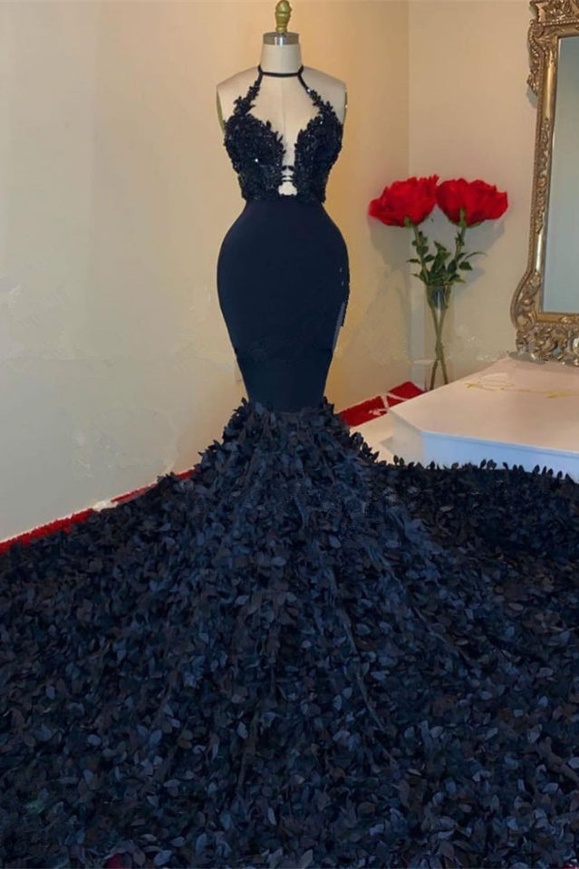 Dark Navy Prom Dress Mermaid Sleeveless With Appliques