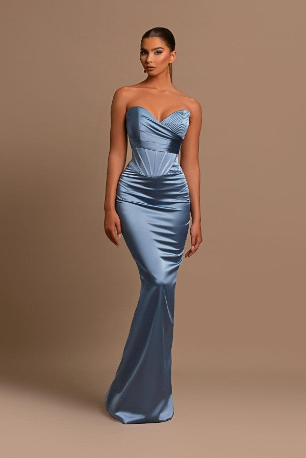 Dusty Blue Prom Dress Sweetheart Mermaid