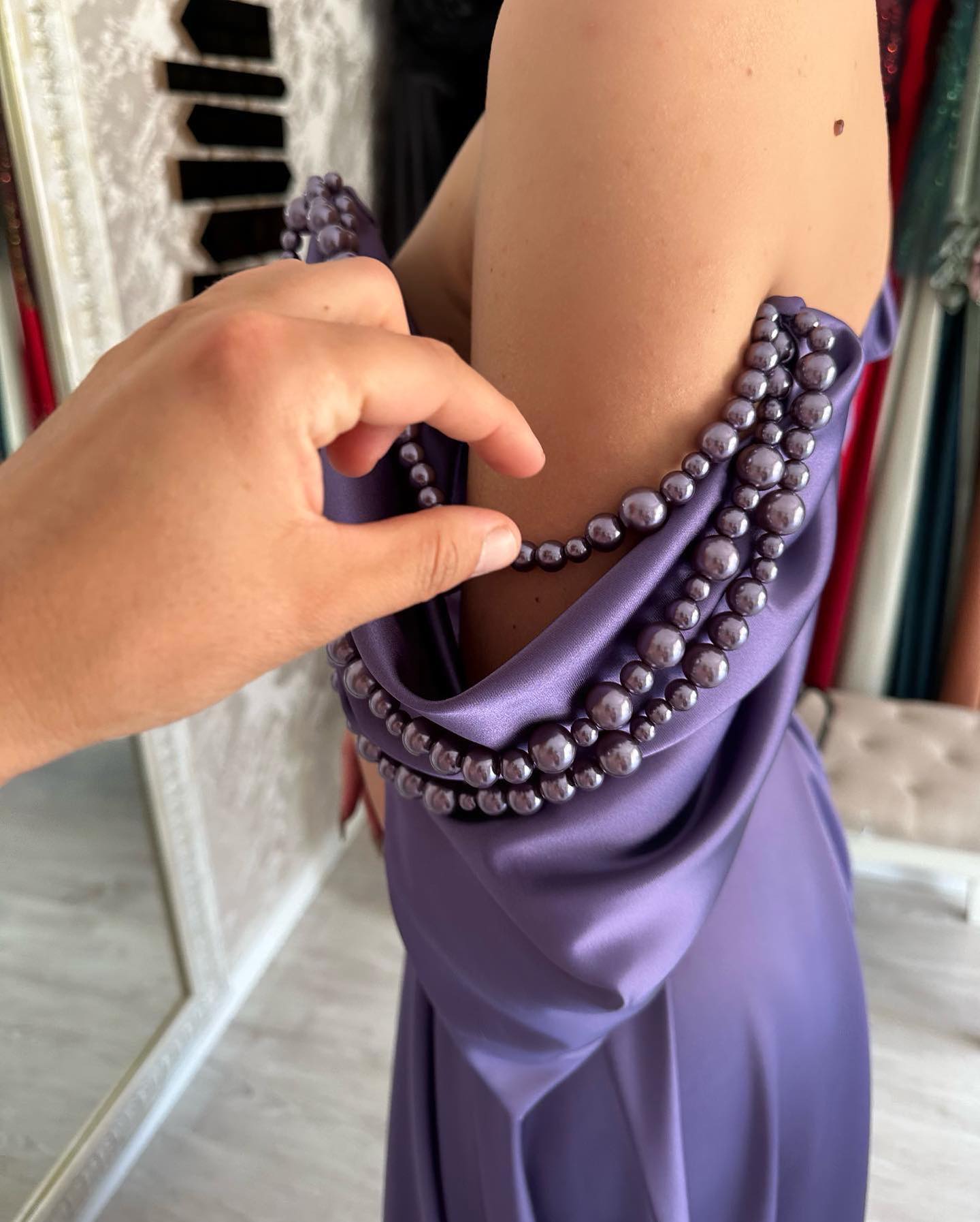 Elegant Long Purple Off-the-Shoulder Sleeveless Prom Dresses Long Slit Online