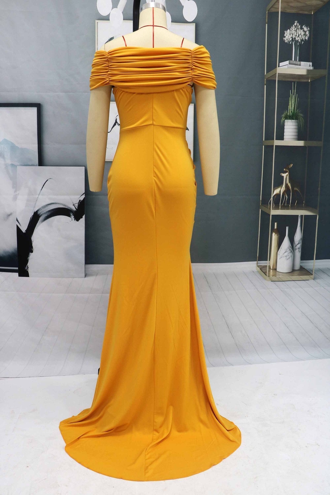 Elegant Off-the-Shoulder Mermaid Evening Dress Long Slit