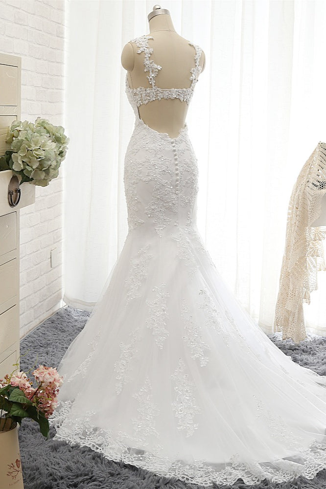 Elegant Straps Sweetheart Lace Wedding Dress Sexy Backless Sleeveless Appliques Bridal Gowns with Beadings