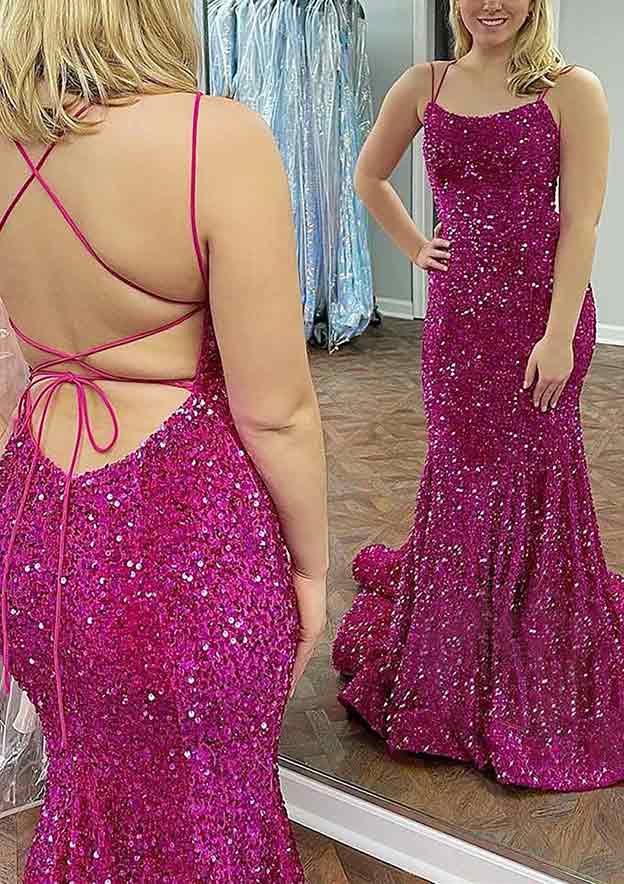 Elegant Trumpet/Mermaid Scoop Neck Sequin Prom Dress/Evening Dress