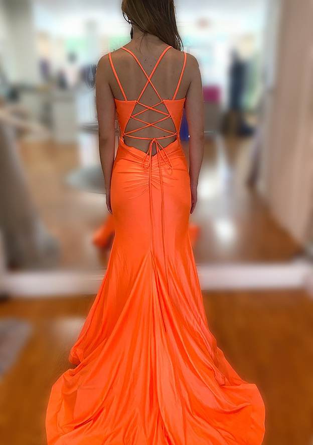 Elegant Trumpet/Mermaid V-Neck Sleeveless Jersey Prom Dress/Evening Dress