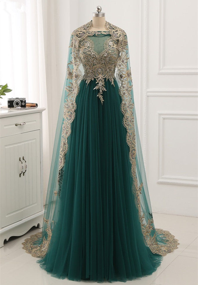 Elegant Tulle Jewel Beading Appliques Prom Dresses with Ruffles