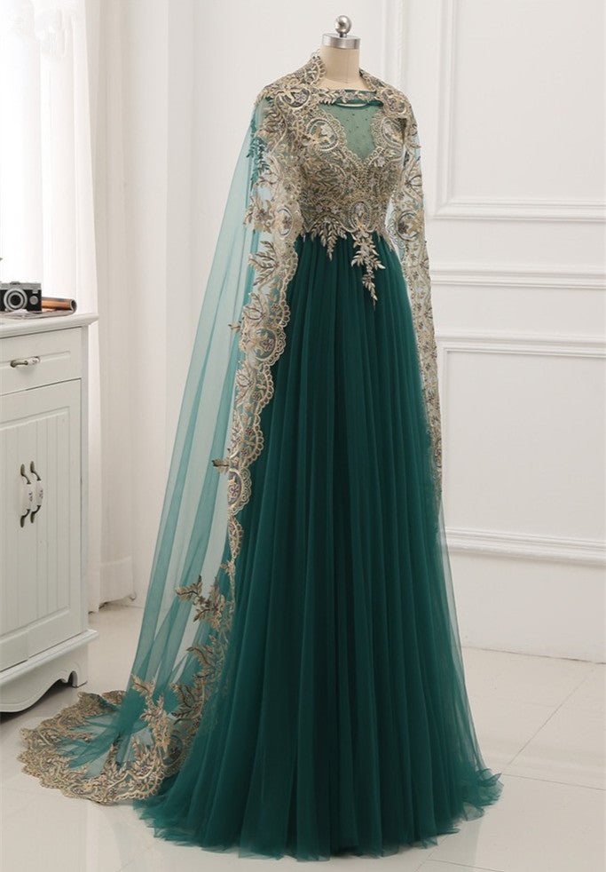 Elegant Tulle Jewel Beading Appliques Prom Dresses with Ruffles