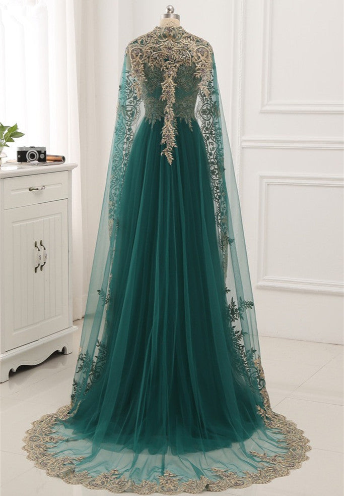 Elegant Tulle Jewel Beading Appliques Prom Dresses with Ruffles