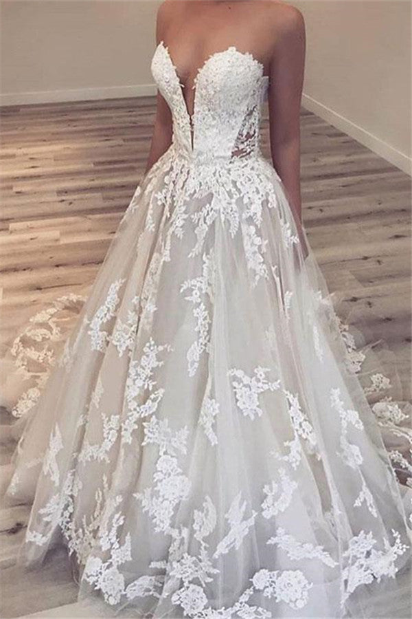 Glamorous Sweetheart Lace Wedding Dress A-Line