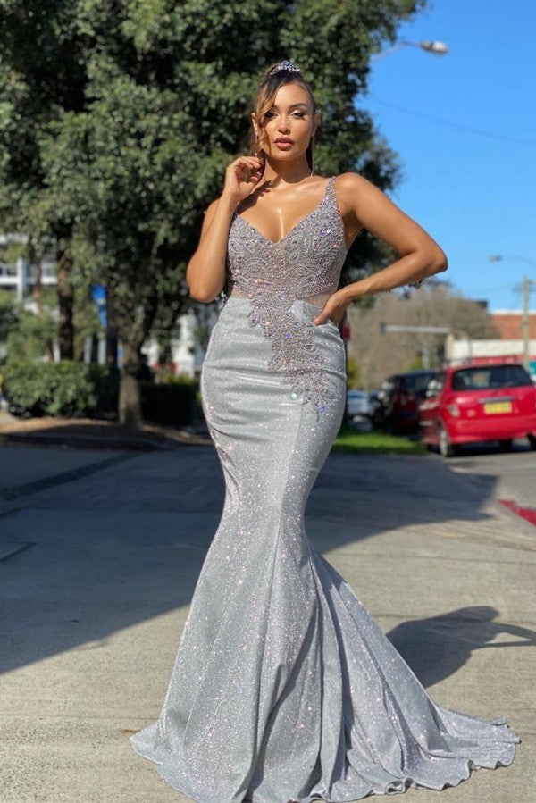 Glittering Sleeveless Mermaid Prom Dress With Appliques