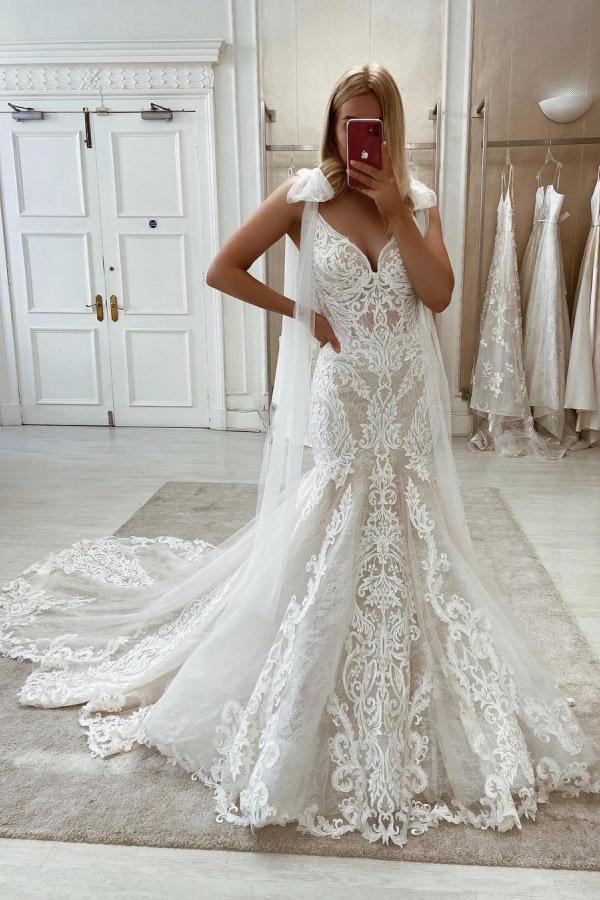 Glorious Lace Mermaid Wedding Dress Sleeveless