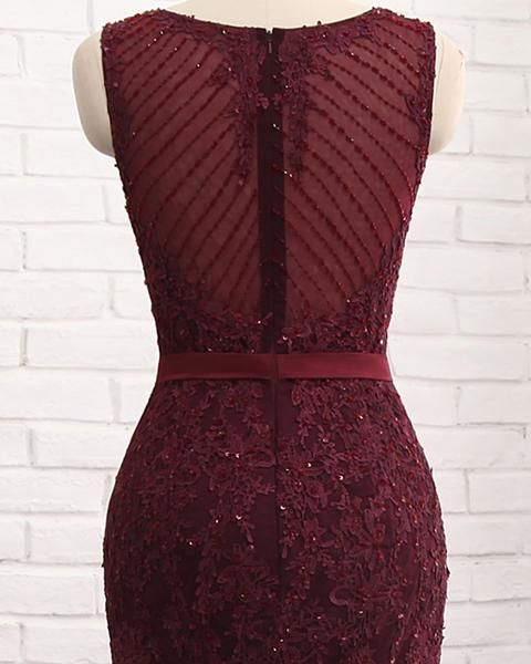 Gorgeous Burgundy Mermaid Prom Dress With Lace Appliques