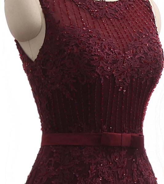 Gorgeous Burgundy Mermaid Prom Dress With Lace Appliques