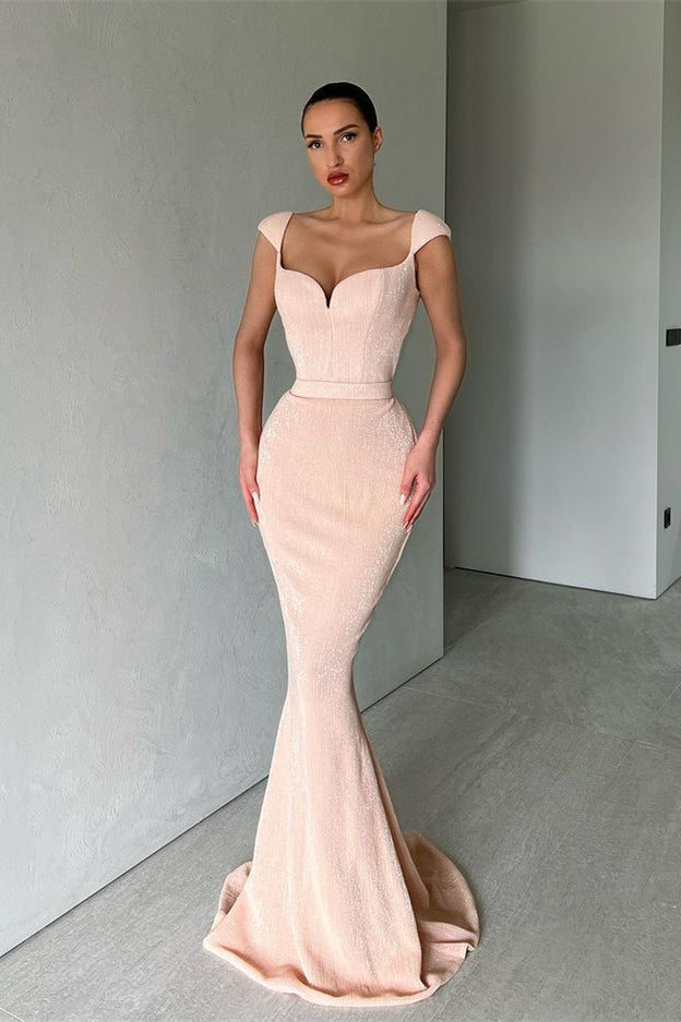 Gorgeous Cap Sleeves Sequins Mermaid Evening Dress Long Sweetheart