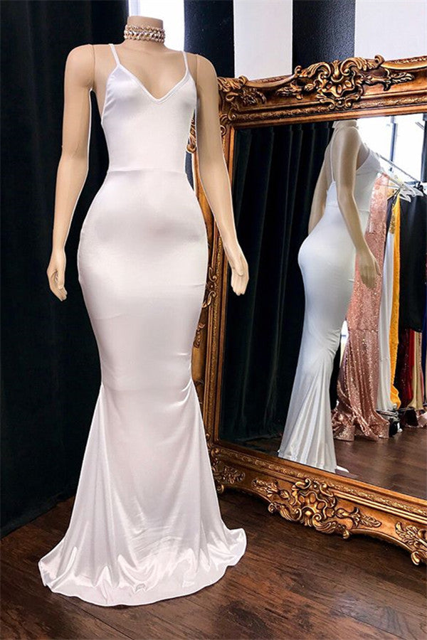 Gorgeous Halter V-Neck Mermaid Prom Dress Sleeveless Long