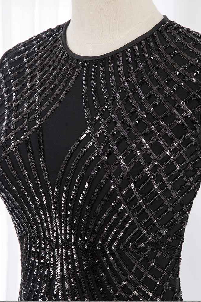 Gorgeous Jewel Sleeveles Black Mermaid Prom Dresses with Beadings