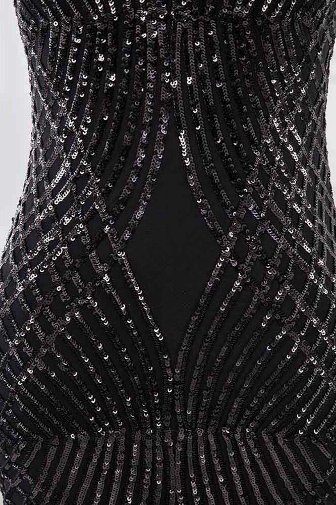 Gorgeous Jewel Sleeveles Black Mermaid Prom Dresses with Beadings