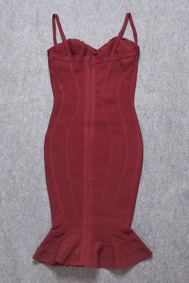 Joy Bandage Midi Dress - Red Wine