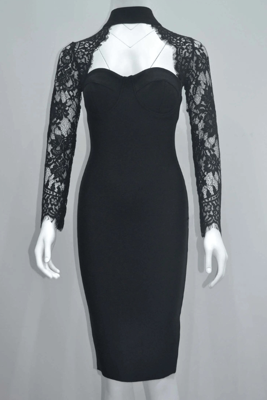 Kailey Long Sleeve Bandage Dress - Classic Black