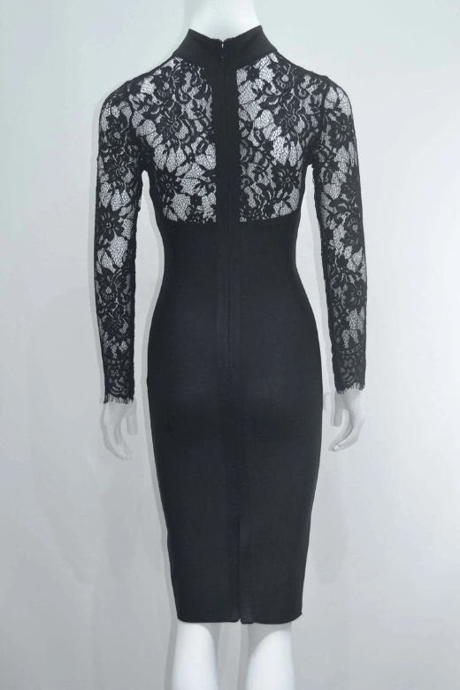 Kailey Long Sleeve Bandage Dress - Classic Black