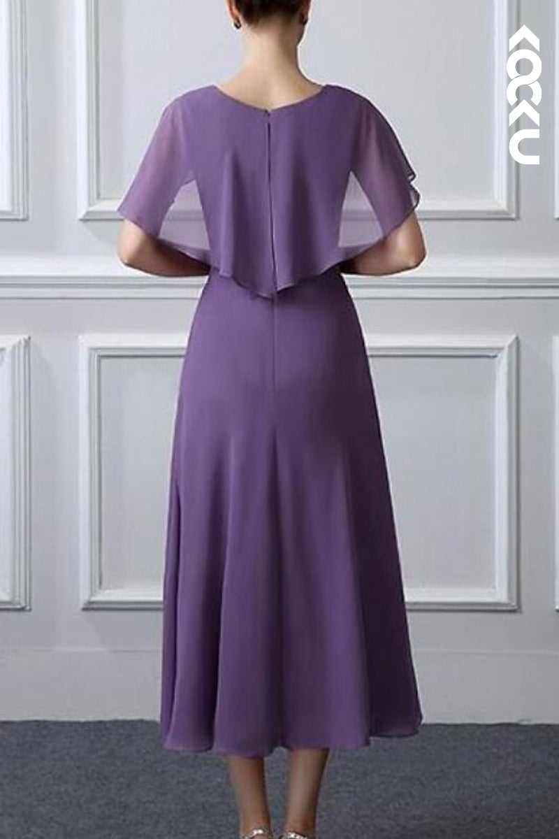 M6225 - Chiffon A-Line Short Sleeves Charming Mother of the Bride Dress