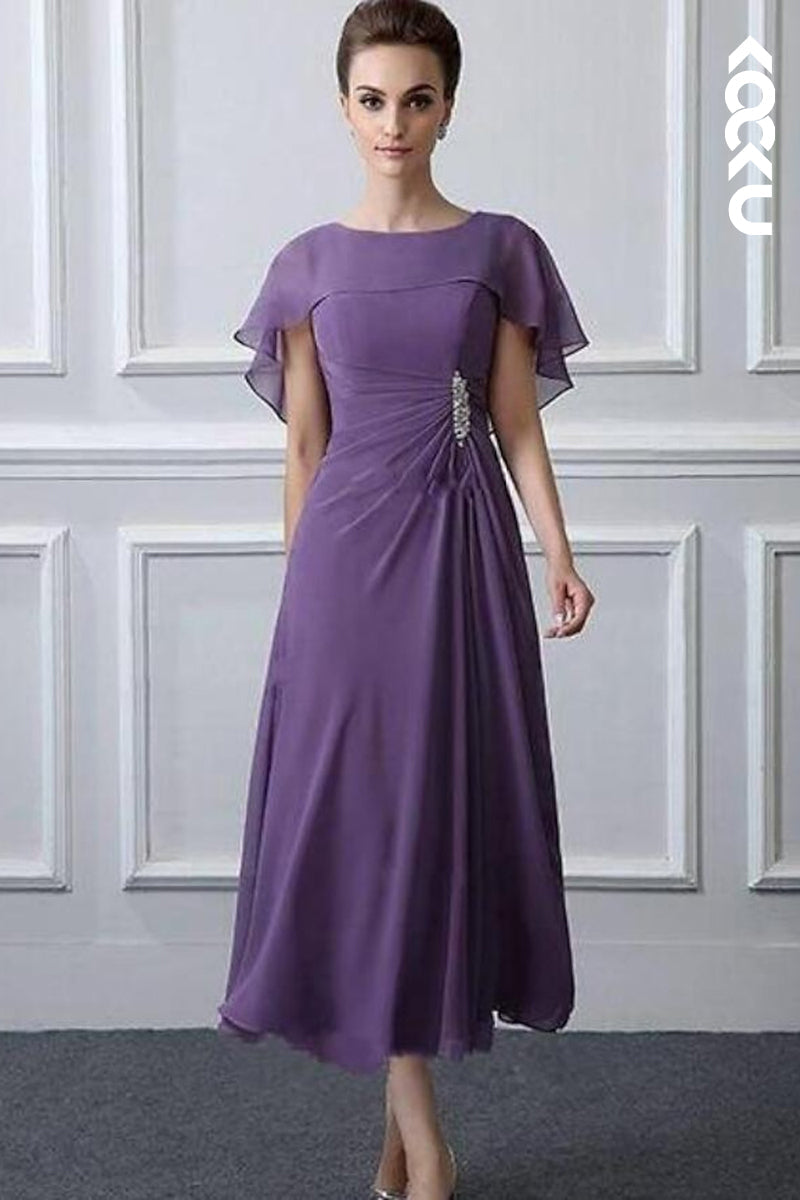 M6225 - Chiffon A-Line Short Sleeves Charming Mother of the Bride Dress