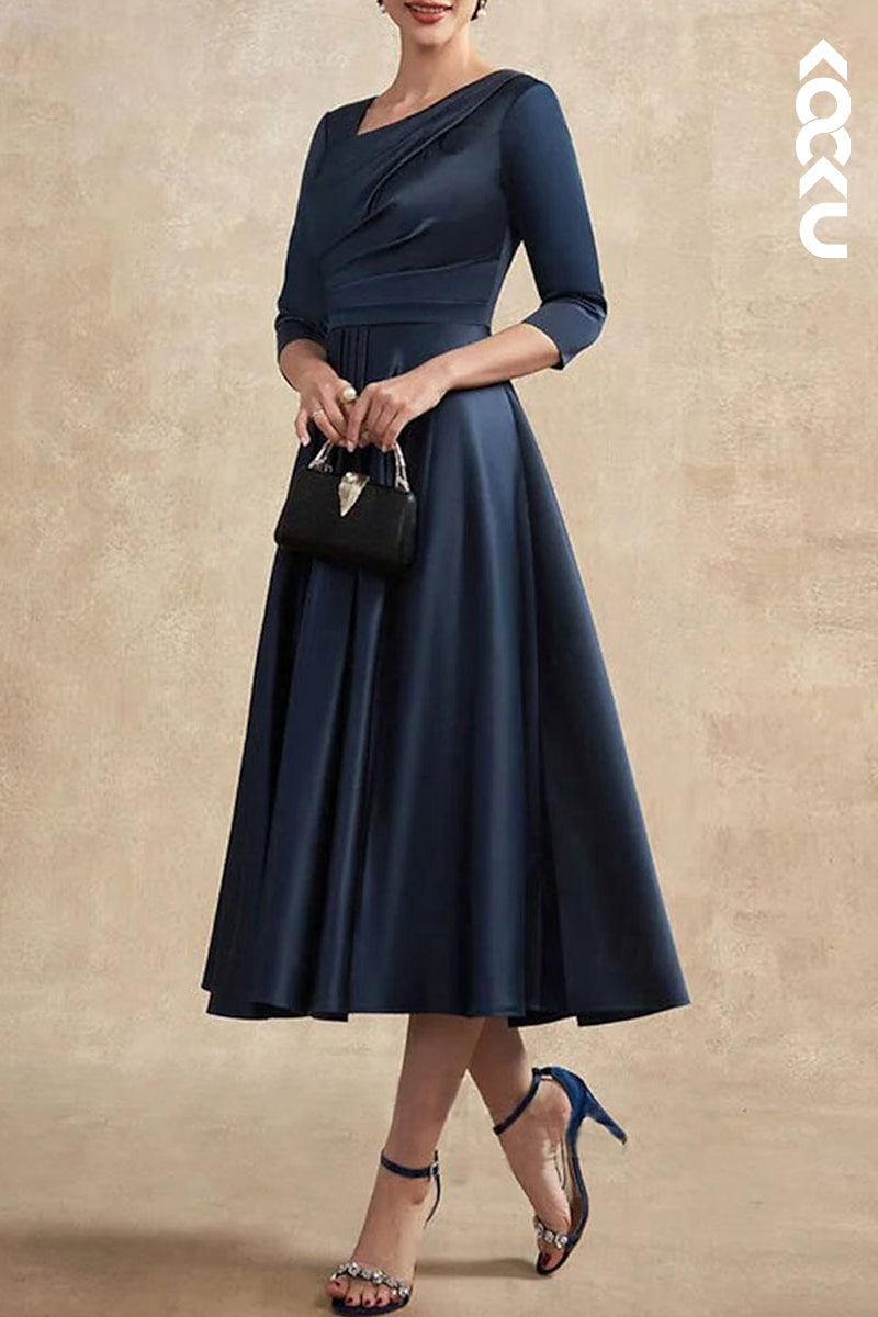 M6223 - Chic & Modern Elegant Long Sleeves A-Line Mother of the Bride Dress