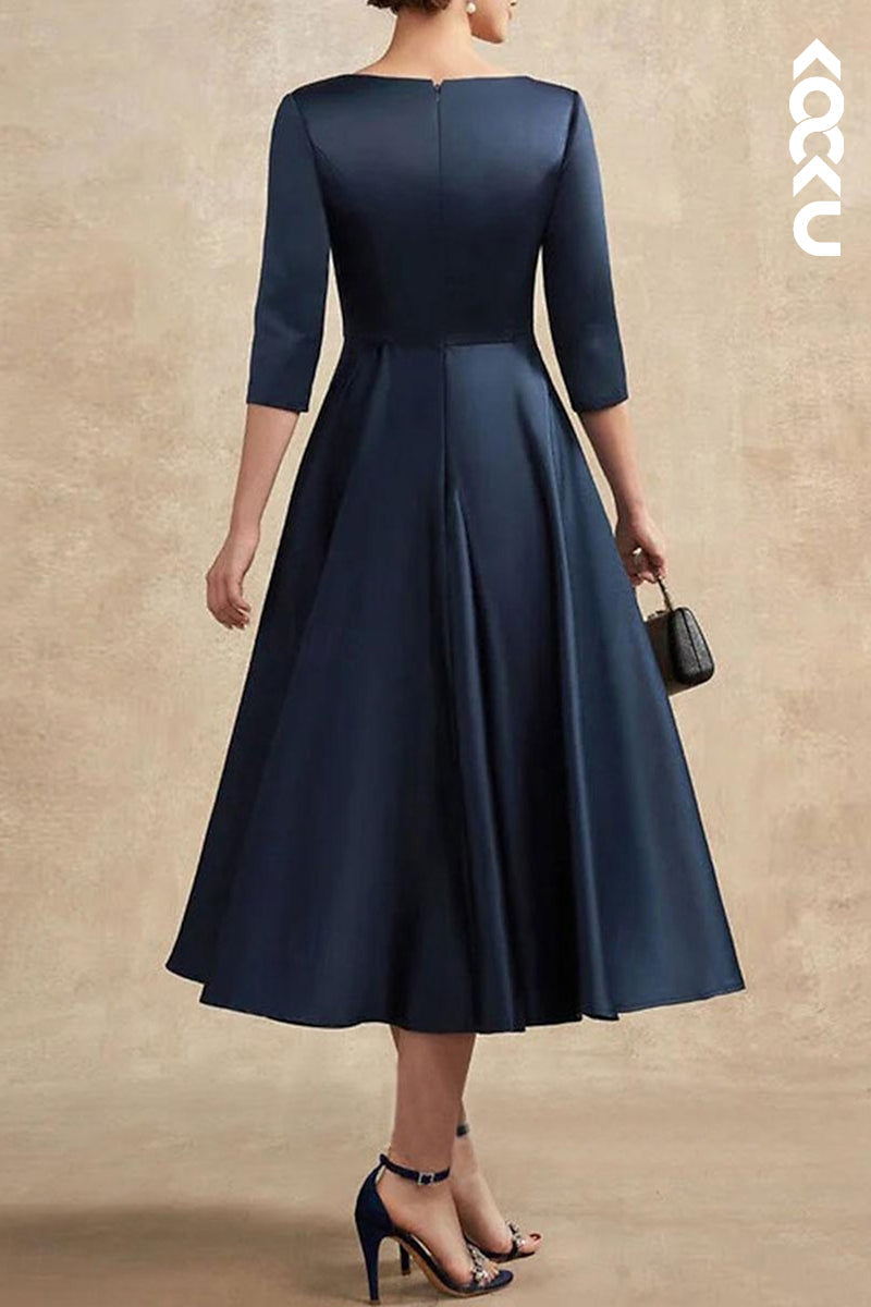 M6223 - Chic & Modern Elegant Long Sleeves A-Line Mother of the Bride Dress