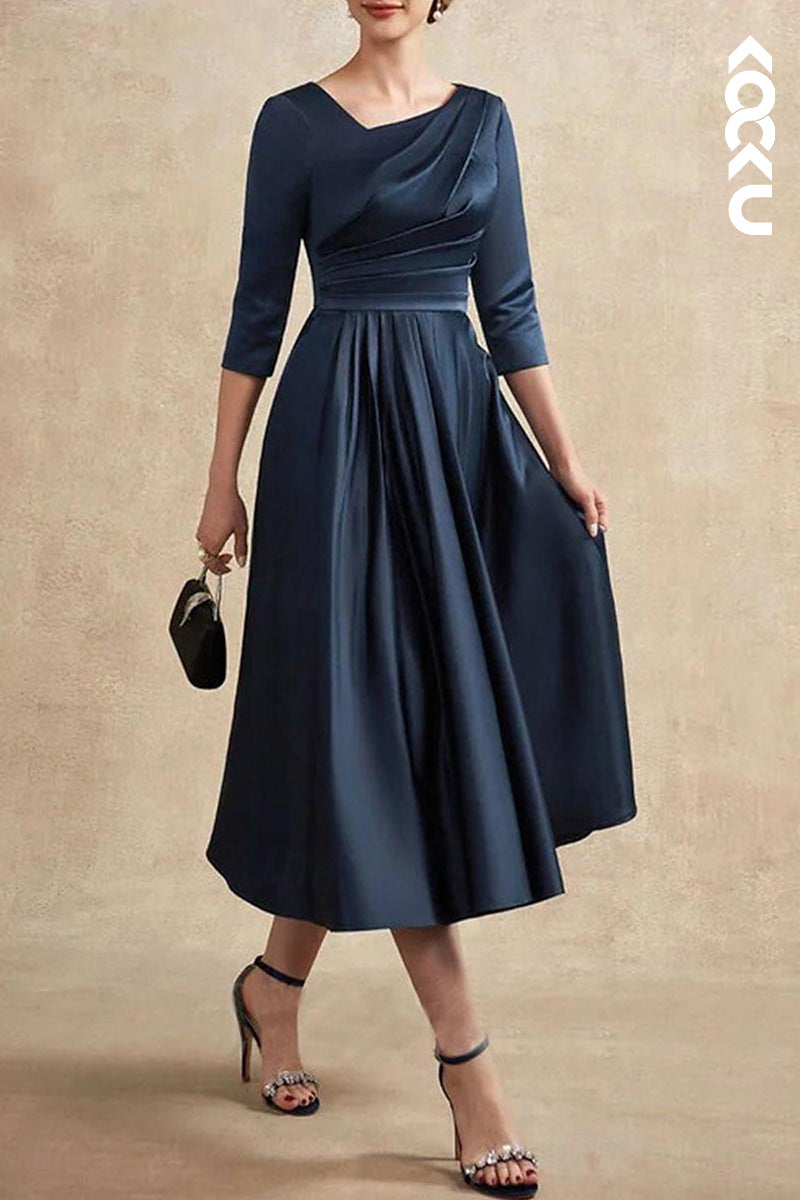 M6223 - Chic & Modern Elegant Long Sleeves A-Line Mother of the Bride Dress