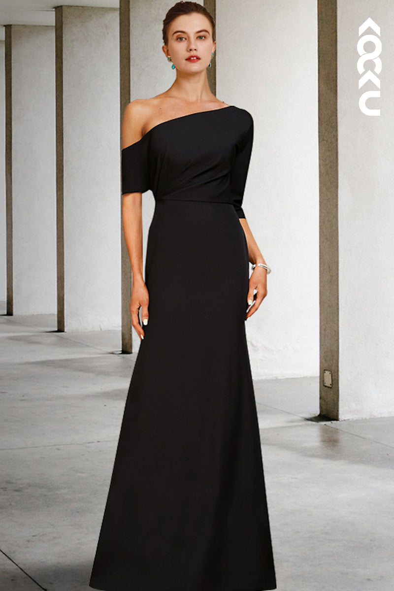 M6257 - Chic & Modern One Shoulder Mermaid Simple Satin Mother of the Bride Dress