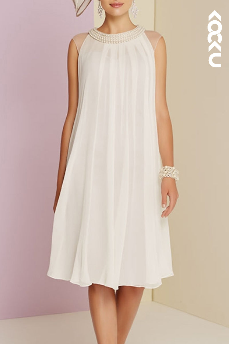 M6202 - Chic & Modern Sleeveless A-Line Chiffon Mother of the Bride Dress