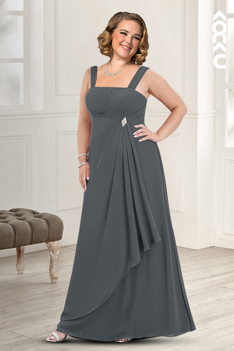 M6190 - Chic & Modern Two-Piece A-Line Square Straps Mother of the Bride Dress