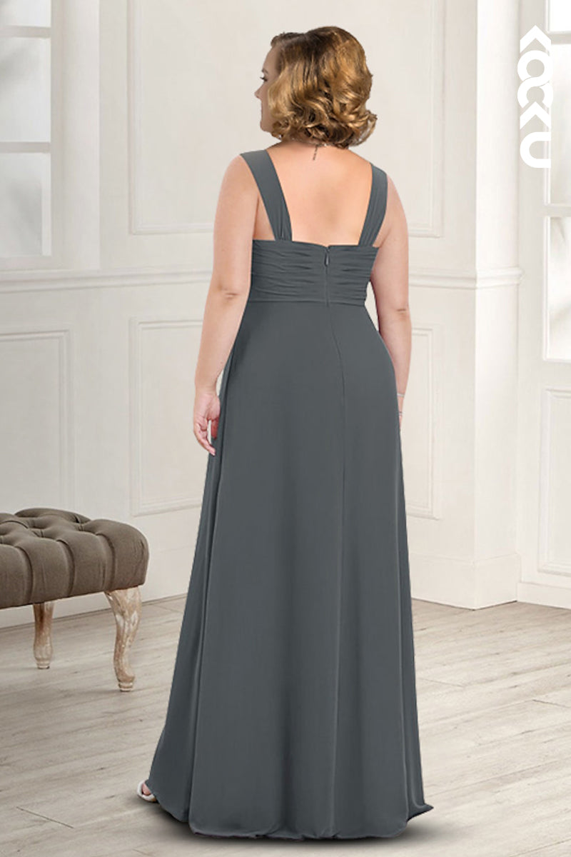 M6190 - Chic & Modern Two-Piece A-Line Square Straps Mother of the Bride Dress