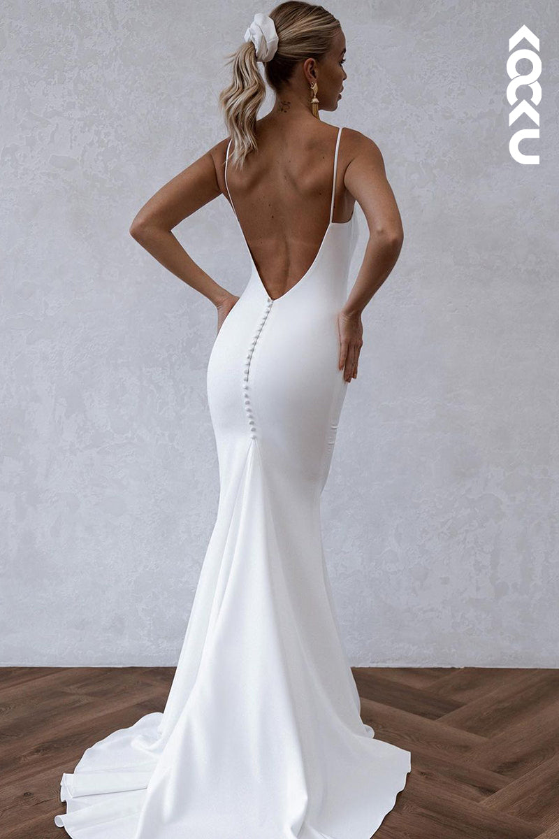 K1844 - Couture & Ornate Sleeveless Mermaid Backless Wedding Dress