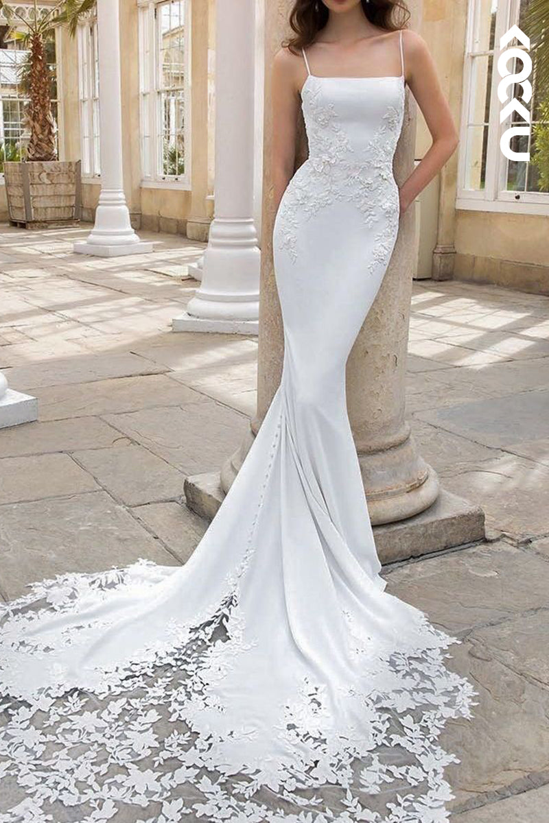 K2084 - Couture & Ornate Spaghetti Straps Trumpet/Mermaid Appliques Wedding Dress