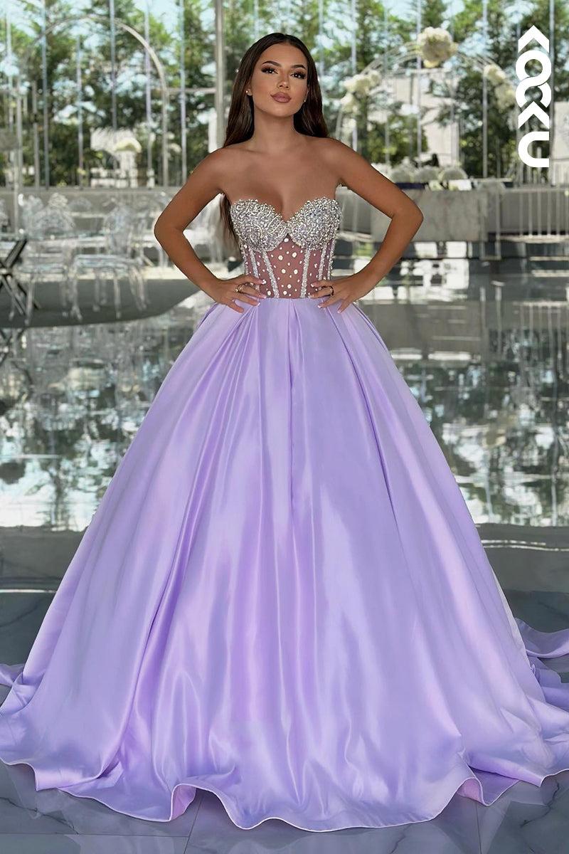 L3009 - Gorgeous & Charming Off-Shoulder Sleeveless A-Line Rhinestones Party Prom Dress