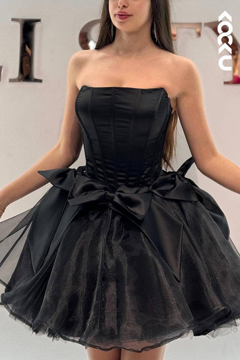 H5754 - Elegant & Luxurious Ball Gown A-Line Off-Shoulder Sleeveless Tulle Homecoming Dress