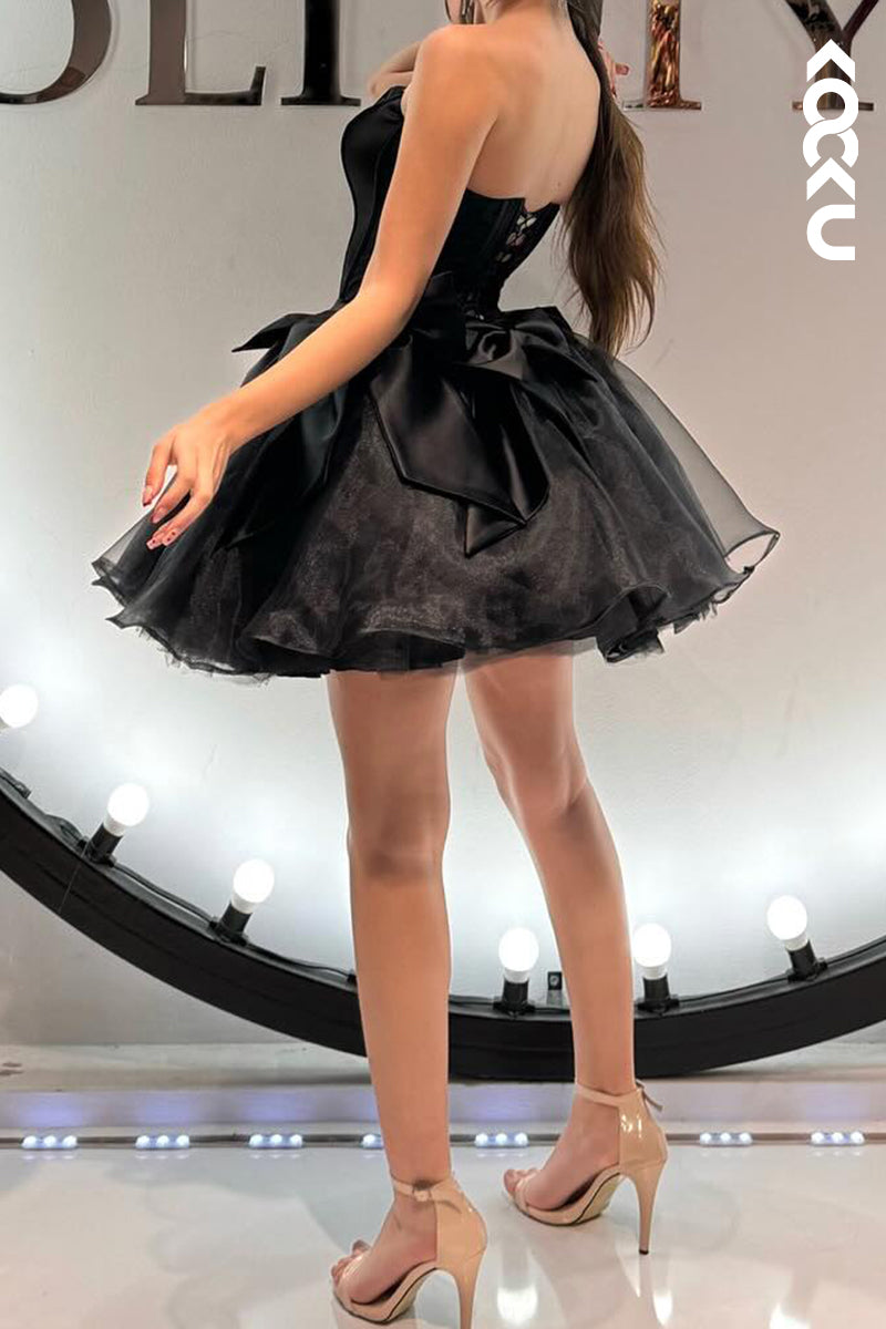 H5754 - Elegant & Luxurious Ball Gown A-Line Off-Shoulder Sleeveless Tulle Homecoming Dress