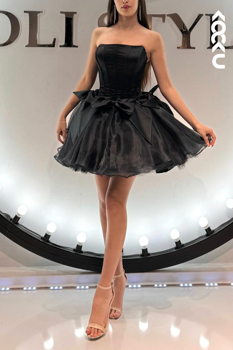 H5754 - Elegant & Luxurious Ball Gown A-Line Off-Shoulder Sleeveless Tulle Homecoming Dress