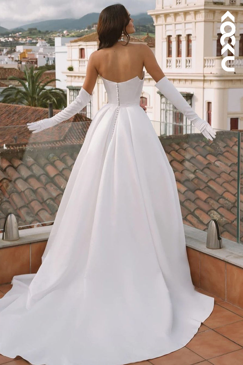 K1945 - Classic & Timeless Off-Shoudler A-line Cap Sleeves Wedding Dress